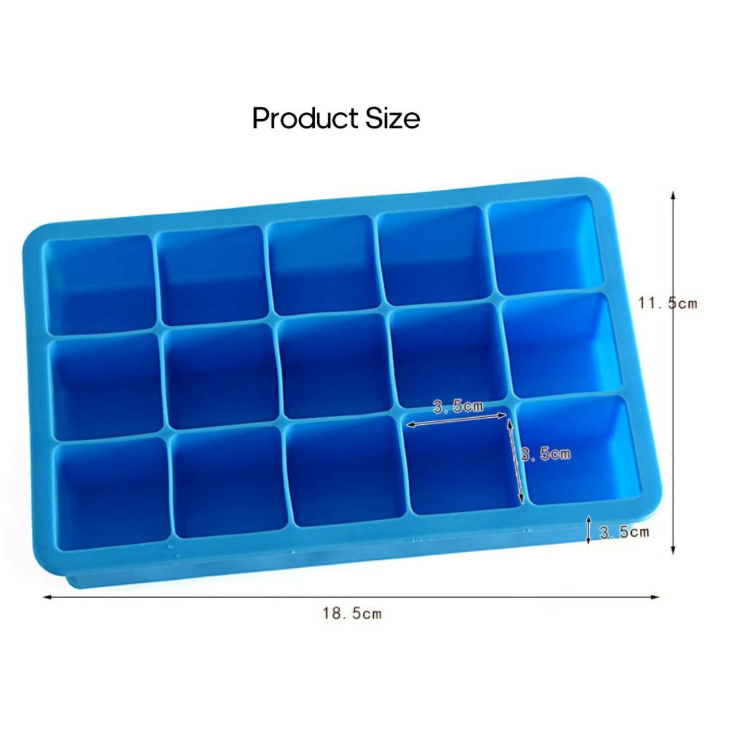 Silicone ice cube tray stacked in freezer