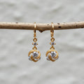 Gold Finish Drop Earrings – Twisted CZ Spiral Design for Women