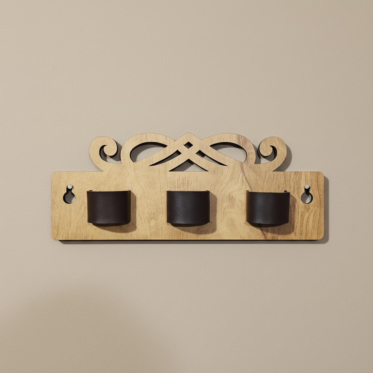 Wooden Sunglasses & Eyeglasses Holder Wall Mounted | Leather Glass Holder for Home & Office Décor