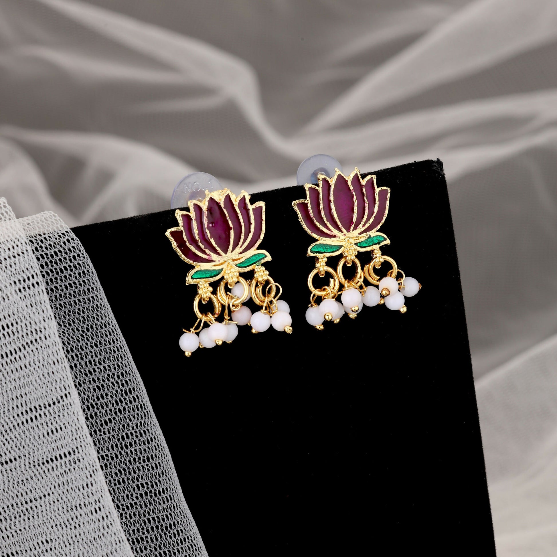 Elegant Gold-Toned Pearl & American Diamond Cluster Choker Set