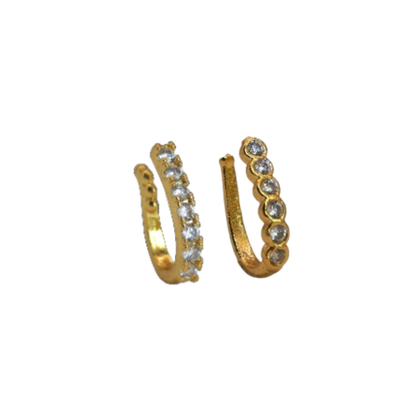 CZ Studded Rose Gold & Gold Plated Non-Piercing Nose Cuff Combo Pack of 2