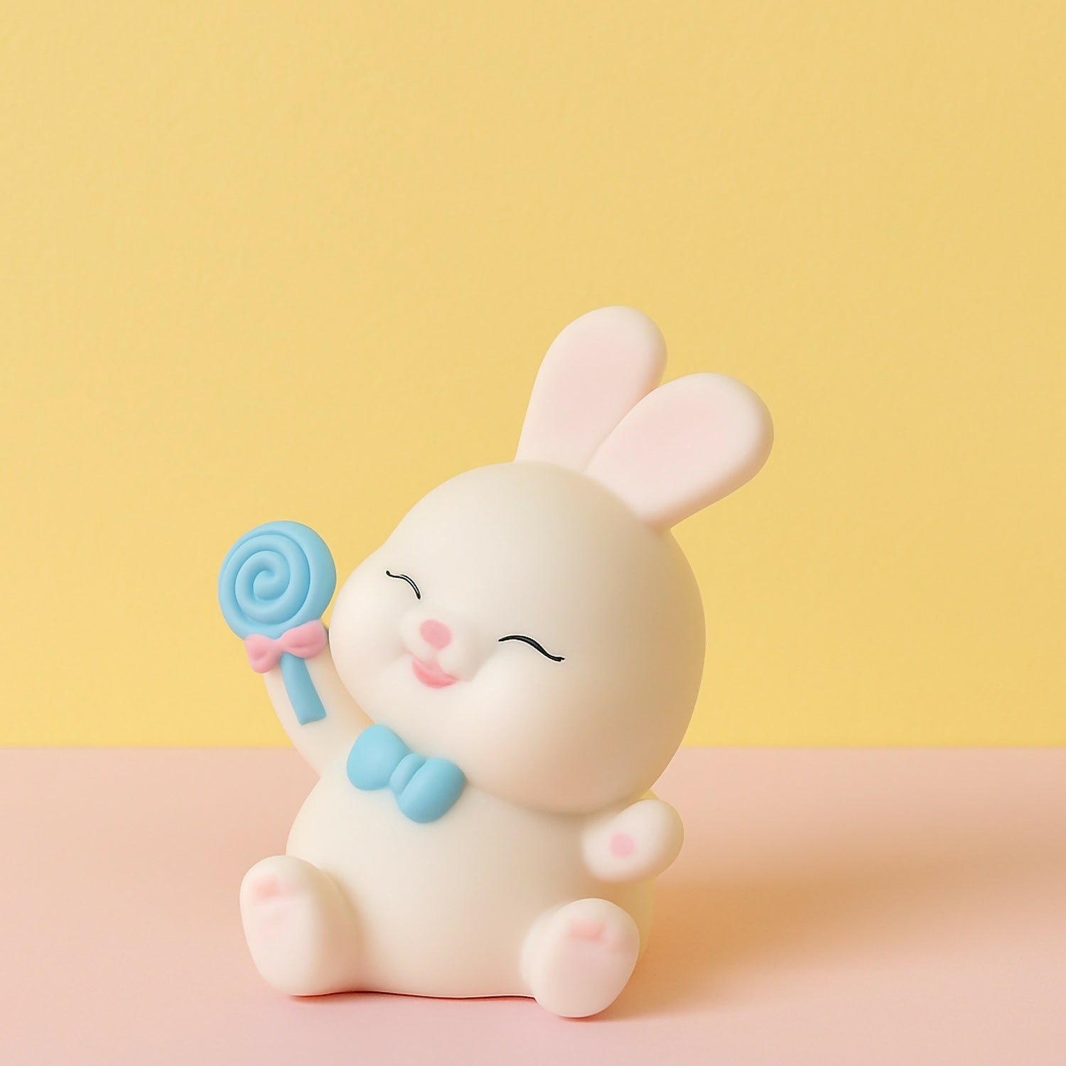 Cute Bunny with Lollipop Mini Figurine for Kids Room & Desk Decoration