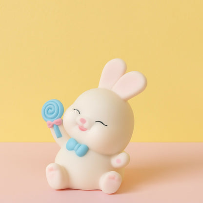 Cute Bunny with Lollipop Mini Figurine for Kids Room & Desk Decoration