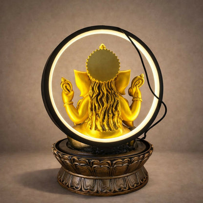 Lord Ganesha LED Water Fountain with Halo Ring Light