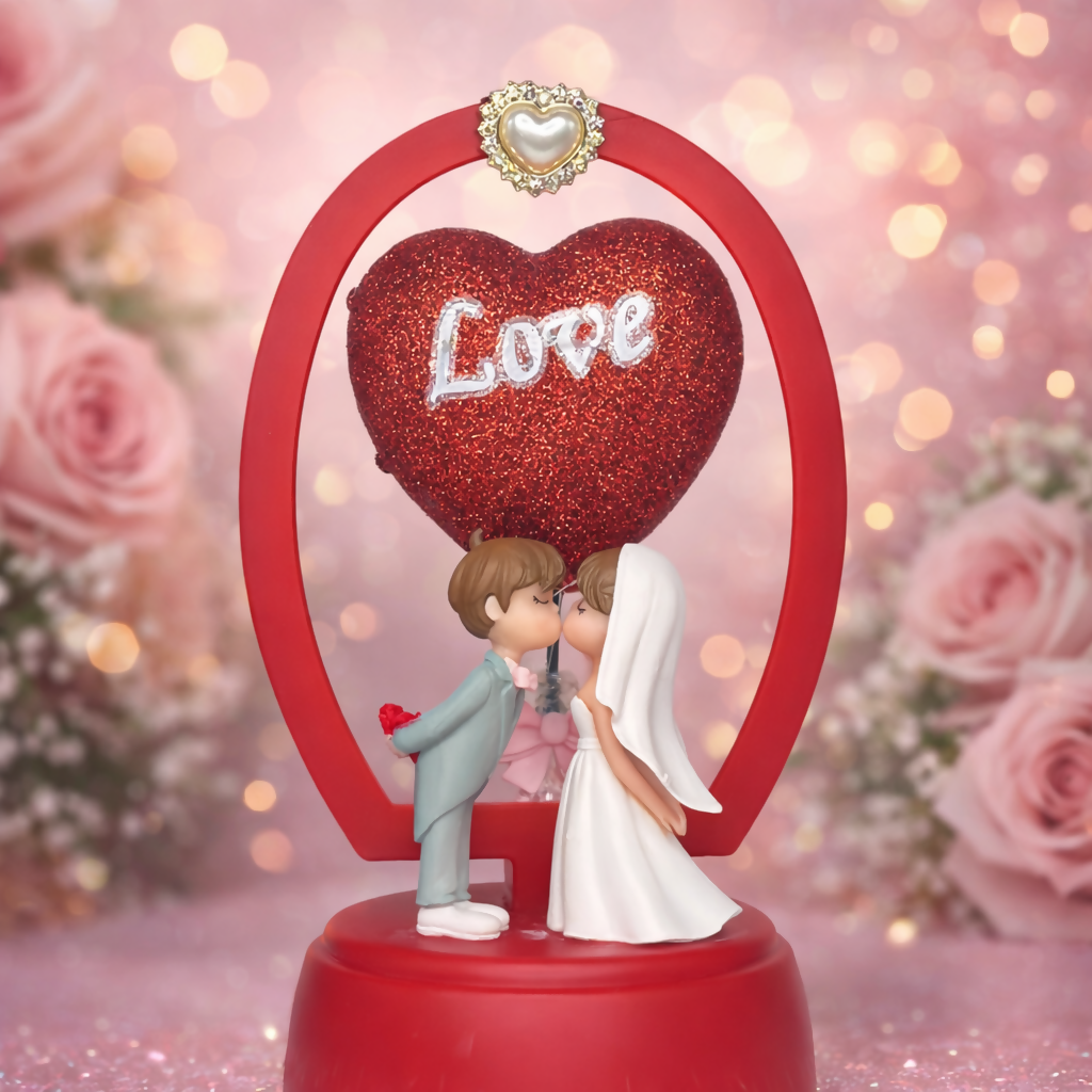 Romantic Couple LED Showpiece with Heart Design Table Decor Gift