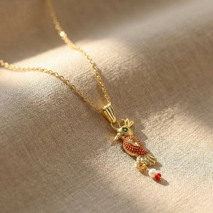 Traditional Bird Design Pendant Necklace with Chain for Women