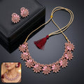 Pink Stone Floral Necklace Set – Elegant Accessory for Women