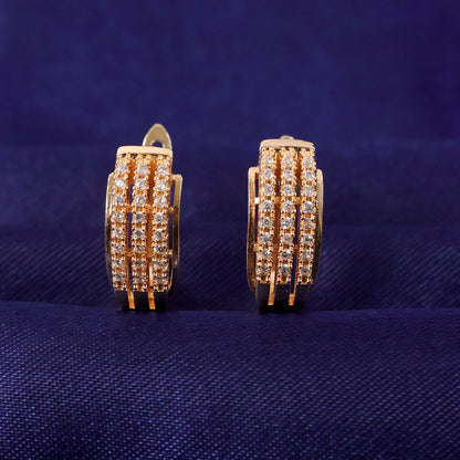 Gold Finish Crystal Hoop Earrings for Women