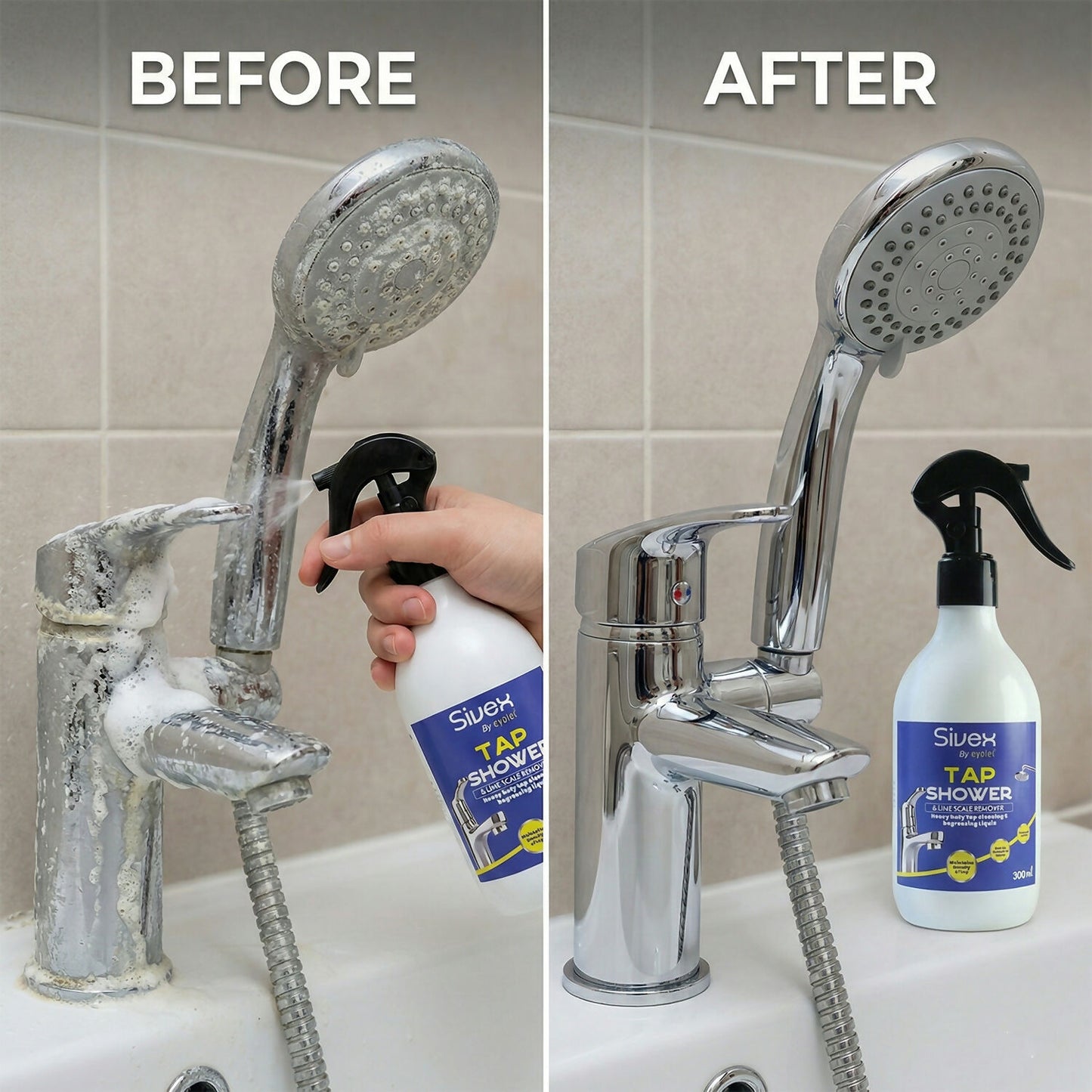 Eyelet Tap Shower & Limescale Remover Liquid Cleaner for Bathroom Taps, Shower Heads & Fittings (300ml)