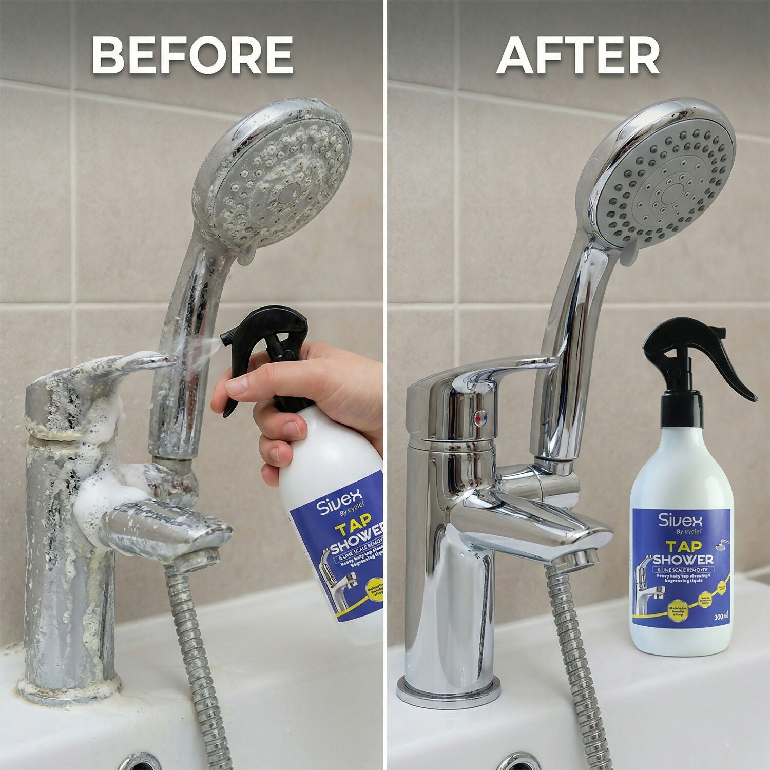 Eyelet Tap Shower & Limescale Remover Liquid Cleaner for Bathroom Taps, Shower Heads & Fittings (300ml)