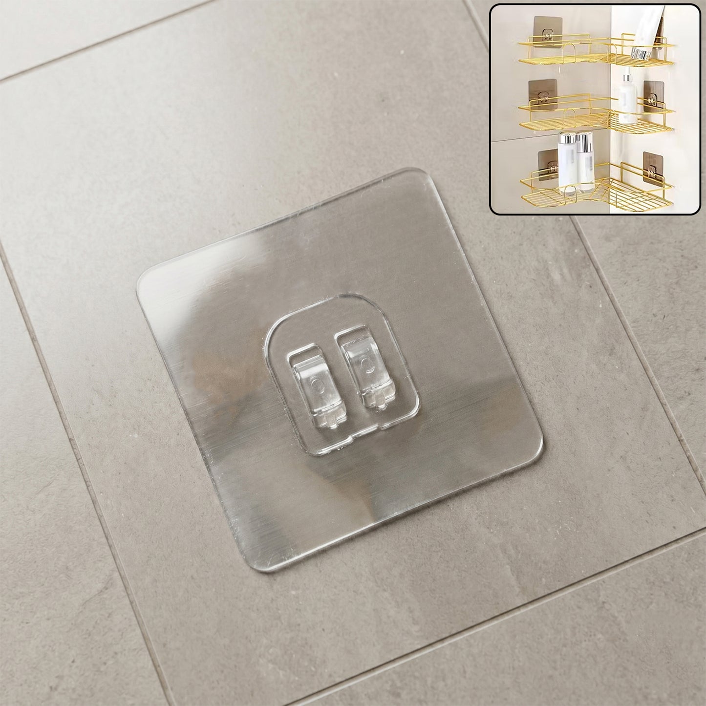 Heavy Duty Transparent Adhesive Wall Hook on a smooth wall