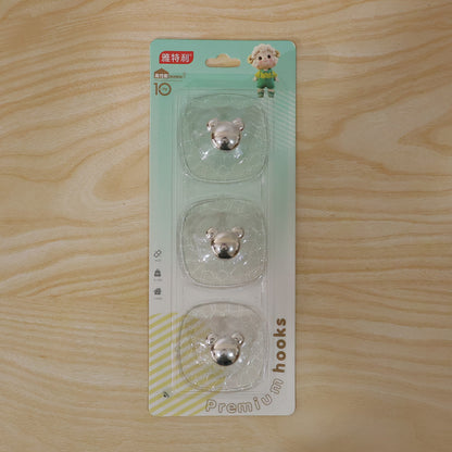 Strong Clear Plastic Adhesive Wall Hooks - 3 Pc Set, No Damage