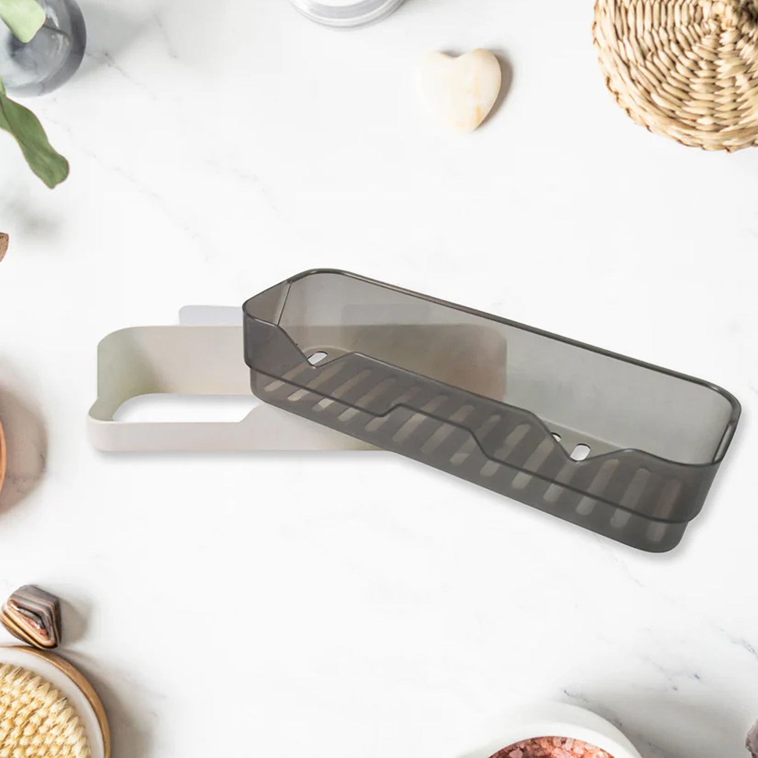 Wall Mounted Self Adhesive Plastic Storage Shelf (1 Pc)