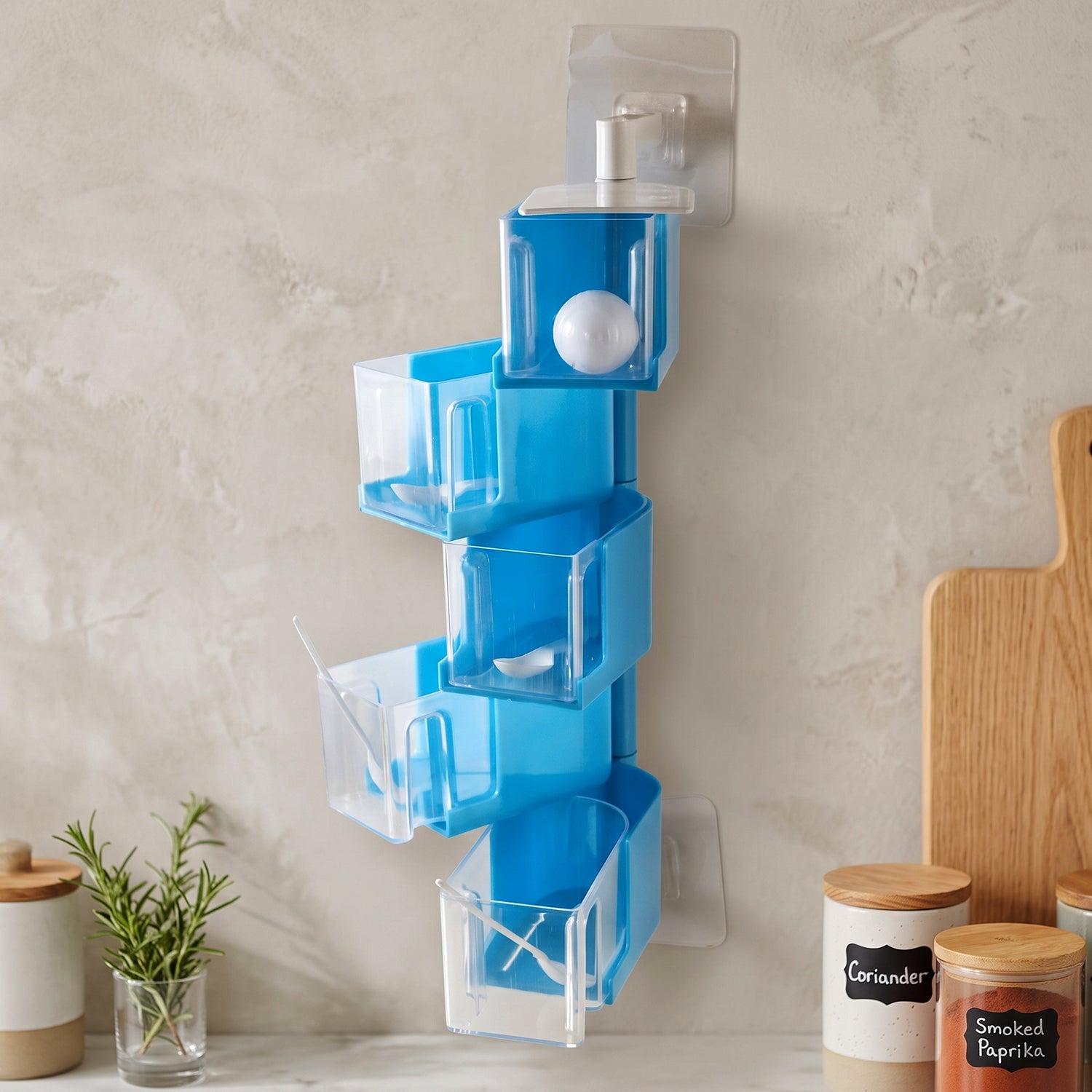 Plastic Rotating Seasoning Box 5 Layer Wall Mounted Spice Rack (1 Set)