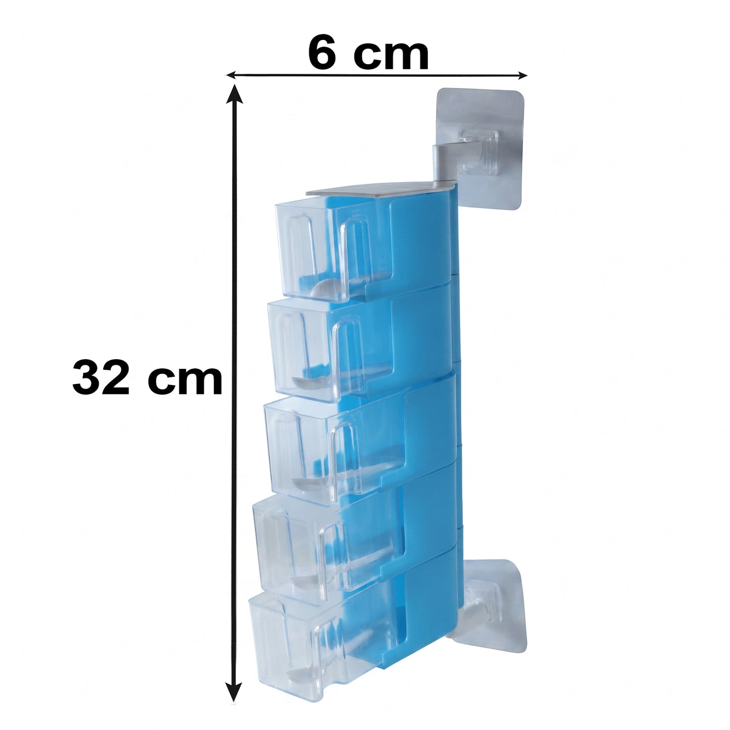 Plastic Rotating Seasoning Box 5 Layer Wall Mounted Spice Rack (1 Set)