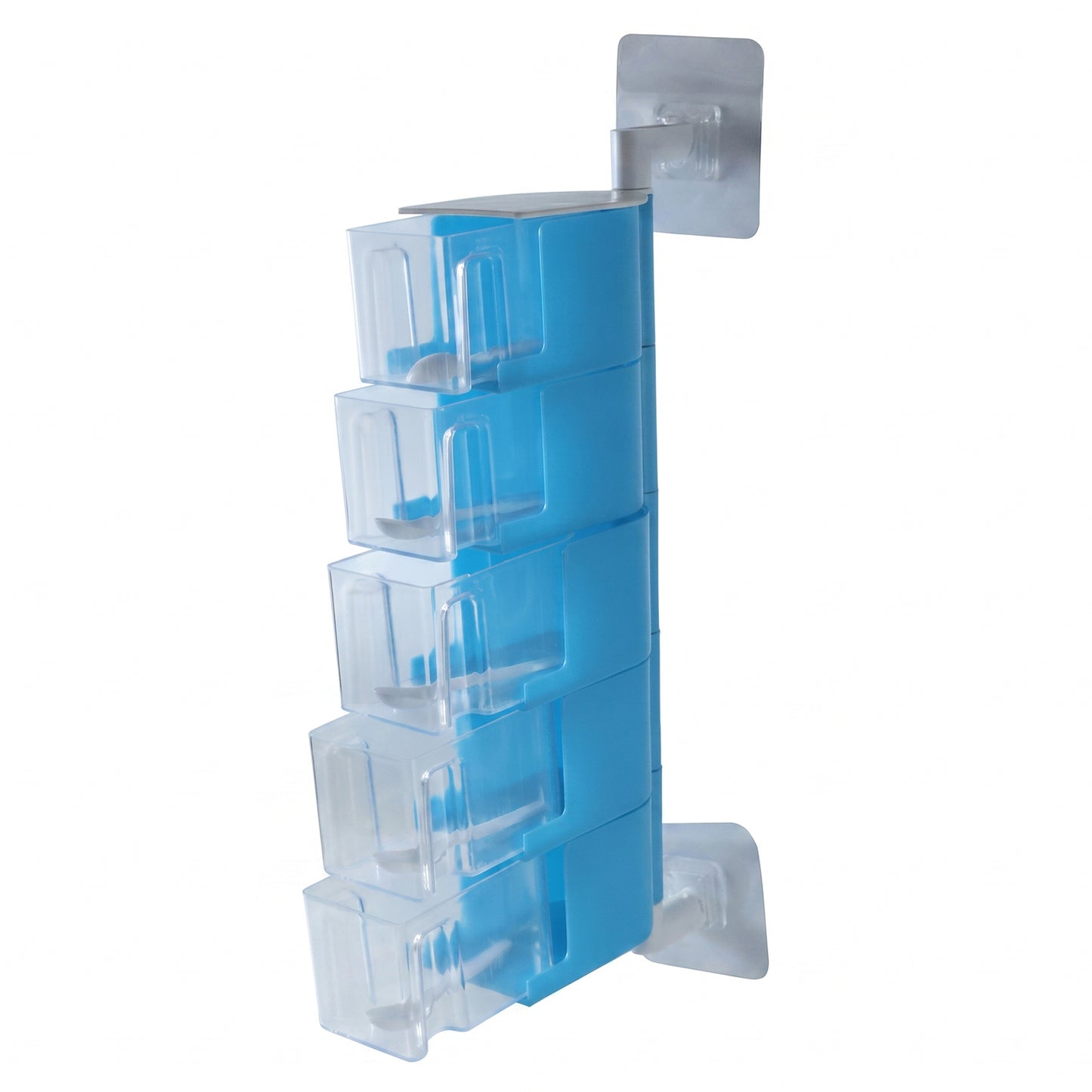 Plastic Rotating Seasoning Box 5 Layer Wall Mounted Spice Rack (1 Set)