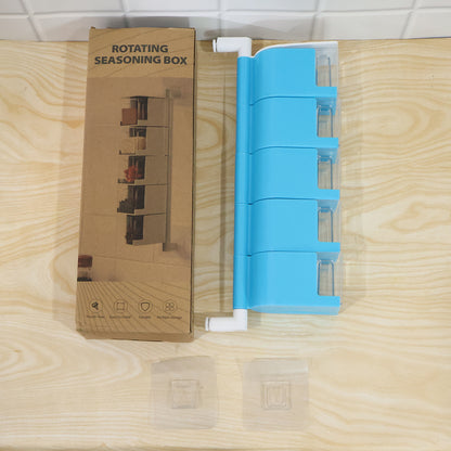 Plastic Rotating Seasoning Box 5 Layer Wall Mounted Spice Rack (1 Set)