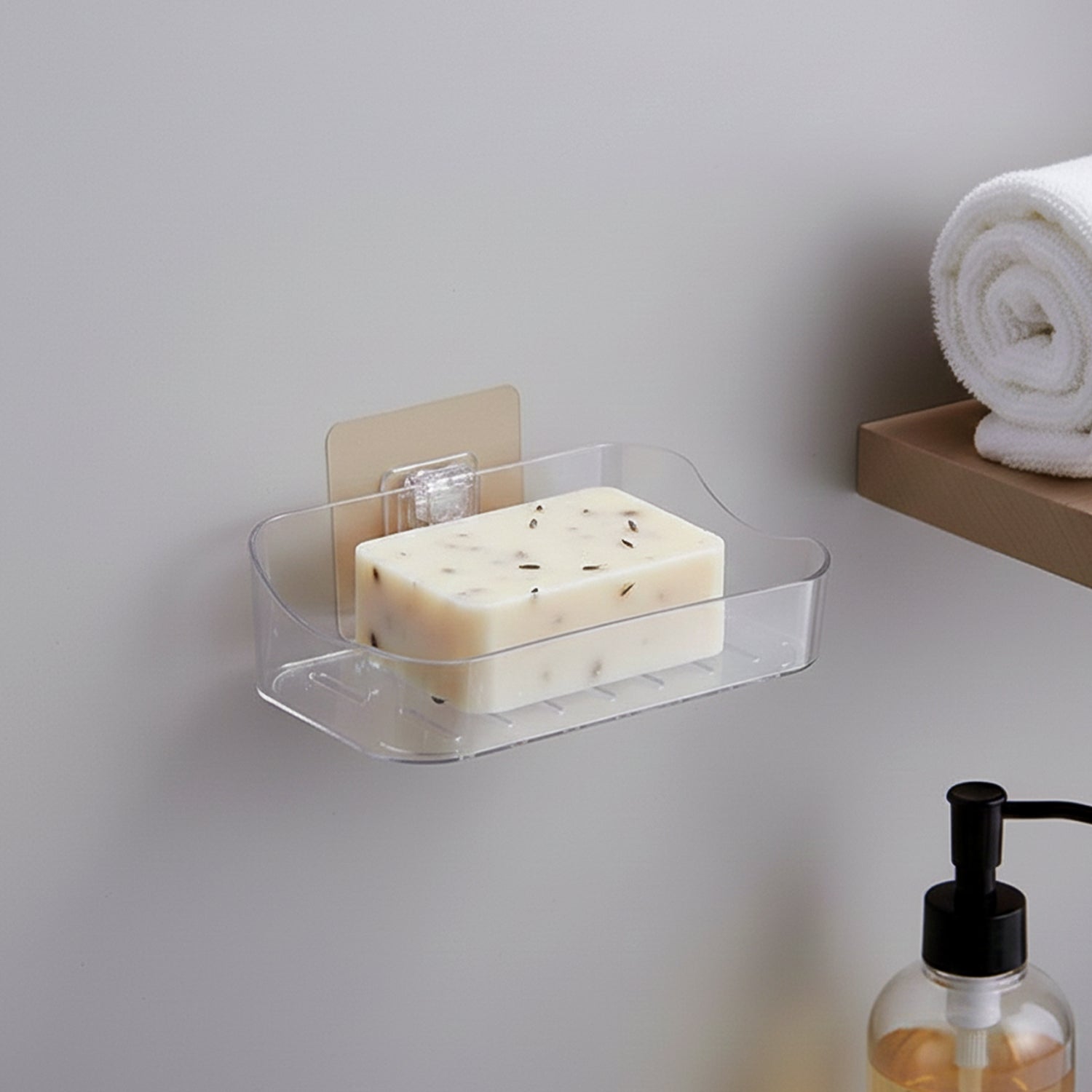 Wall-Mounted Transparent Soap Dish Holder Set