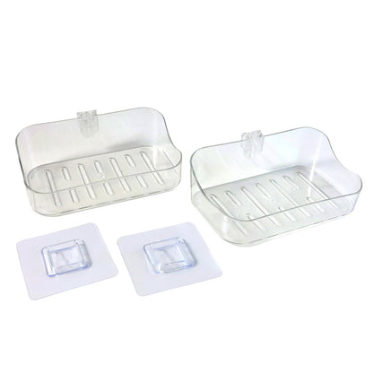 Wall-Mounted Transparent Soap Dish Holder Set