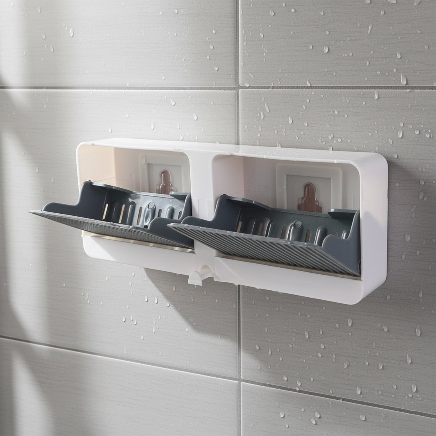 Wall Mounted 4-Compartment Bathroom Storage & Soap Holder