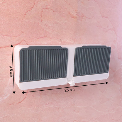 Wall Mounted 4-Compartment Bathroom Storage & Soap Holder