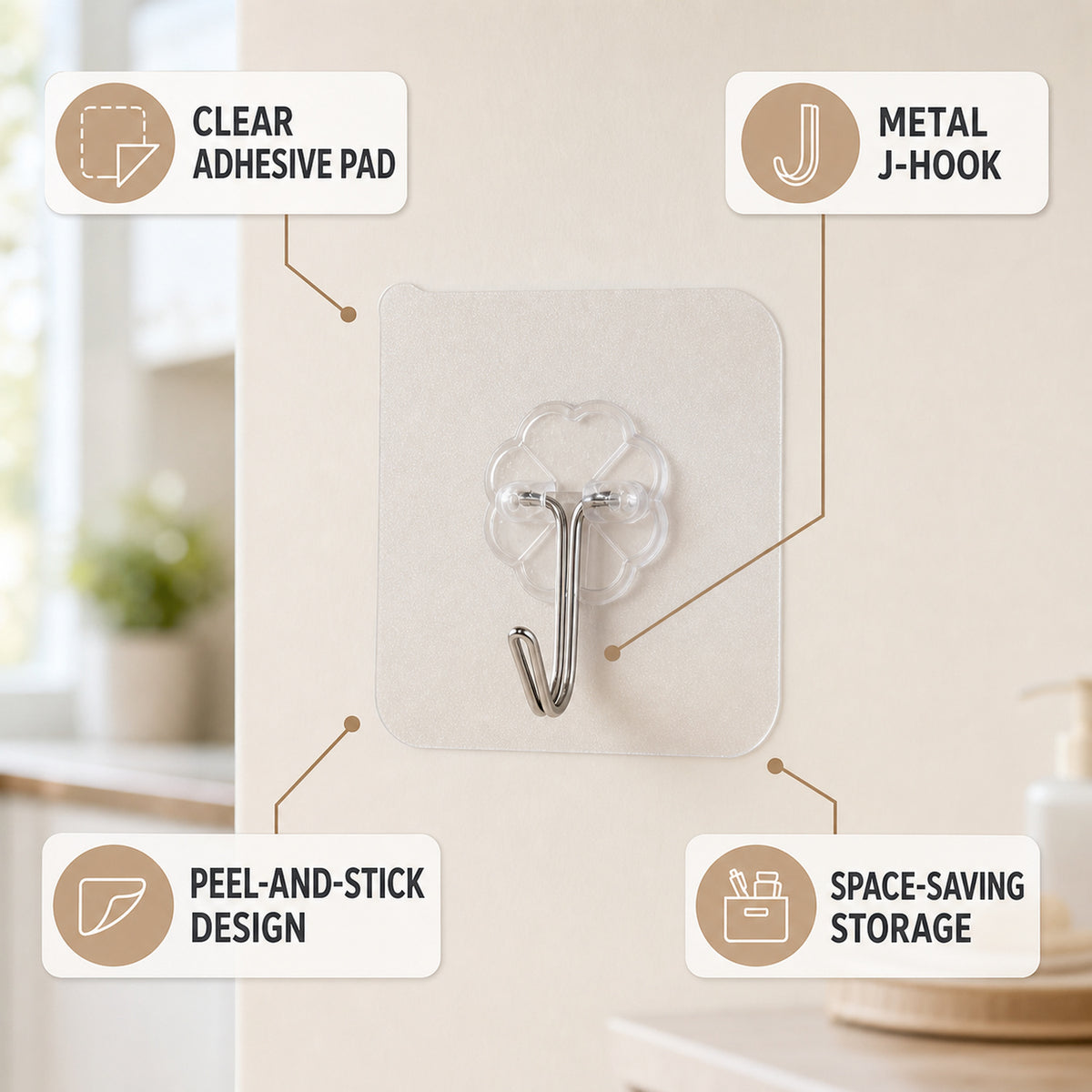Self-Adhesive Wall Hook – Damage-Free Universal Organizer