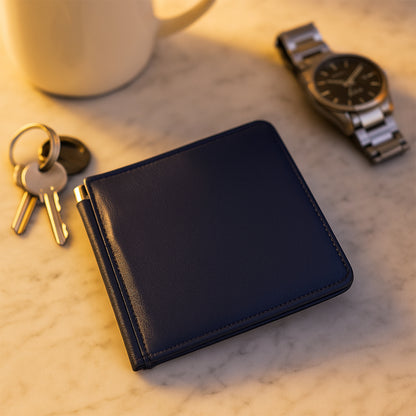 Bi-fold men’s wallet presented in luxury gift box