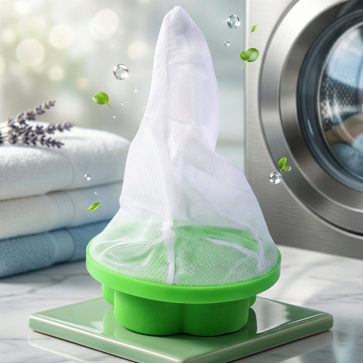 Reusable flower shaped hair and lint catcher for washing machine drum