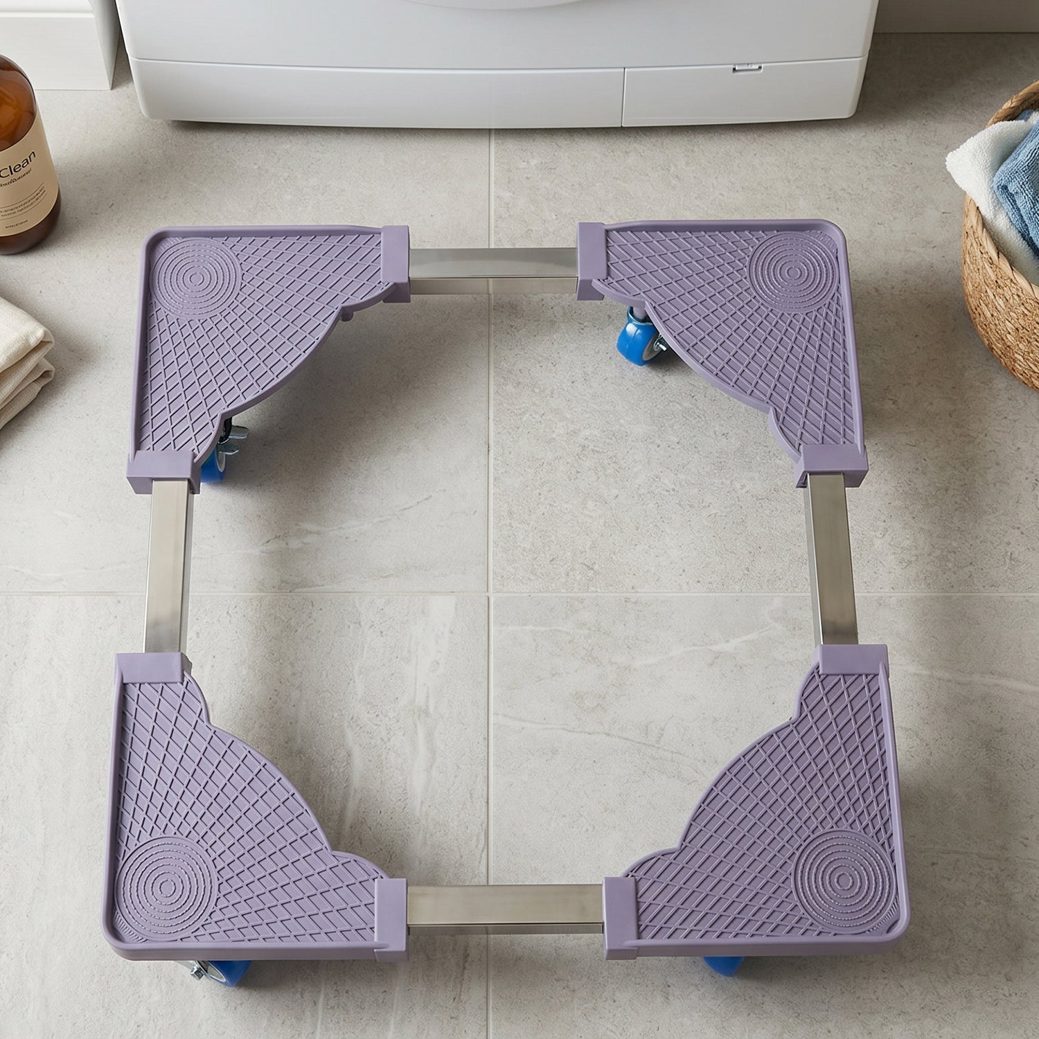 Adjustable Fridge and Washing Machine Stand with Wheels Movable Base (1 Pc)