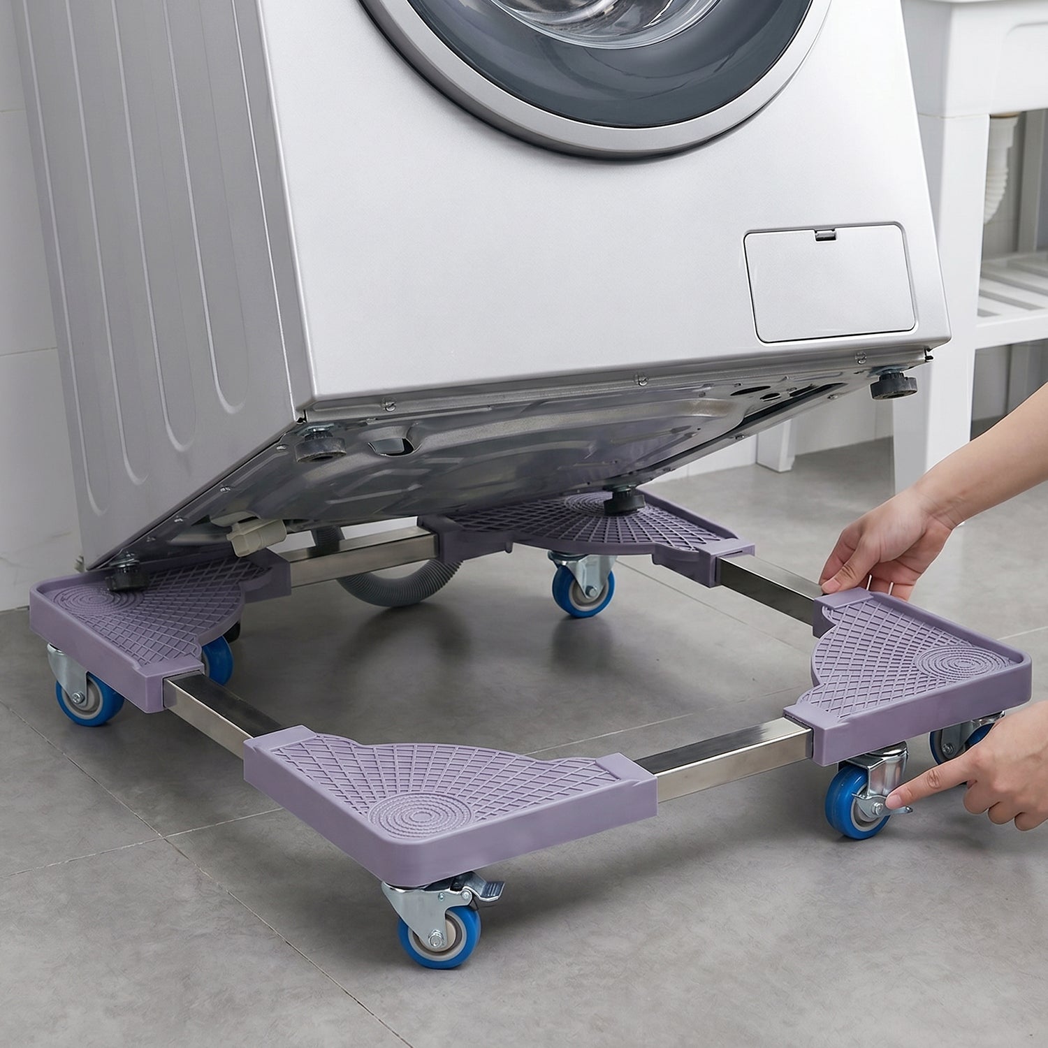 Adjustable Fridge and Washing Machine Stand with Wheels Movable Base (1 Pc)