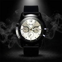 Premium Analog Wrist Watch with Silver Multi-Dial Face and Black Silicone Strap for Daily & Office Wear