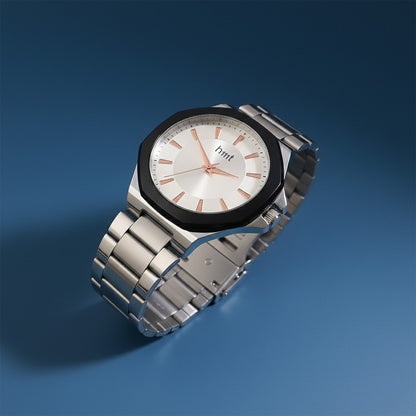 Classic Analog Wrist Watch with Stainless Steel Strap & Minimalist Dial Design