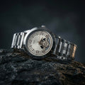Analog Wrist Watch with Skeleton Dial and Metal Strap – Formal Style