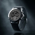 Chronograph Wrist Watch – Multi-Function Black Dial with Silicone Strap