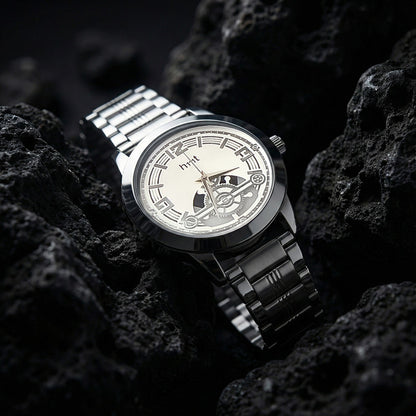 Classic Analog Wrist Watch with Skeleton Dial Design and Metal Strap for Office & Formal Wear