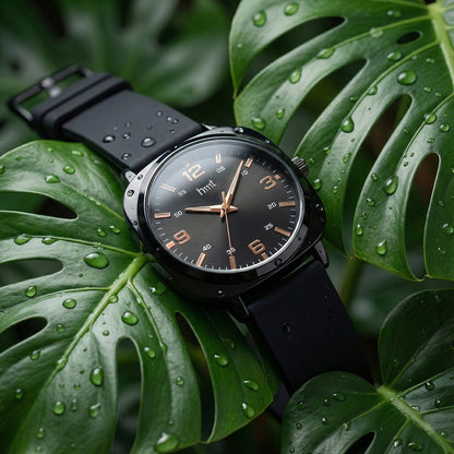 Classic Analog Wrist Watch with Black Dial and Black Silicone Strap for Daily & Casual Wear