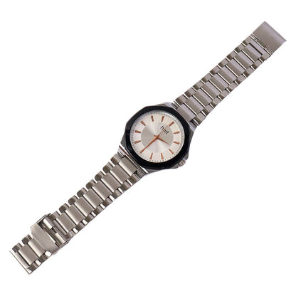 Classic Analog Wrist Watch with Stainless Steel Strap & Minimalist Dial Design