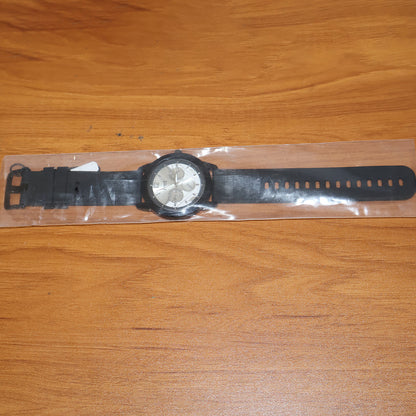 Premium Analog Wrist Watch with Silver Multi-Dial Face and Black Silicone Strap for Daily & Office Wear
