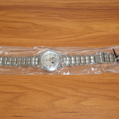 Elegant Analog Wrist Watch with Silver Metal Strap & Open-Heart Dial Design