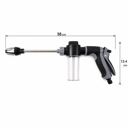 Garden and car cleaning foam spray gun with high pressure jet