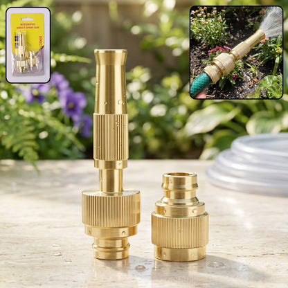 Brass garden hose water spray gun set