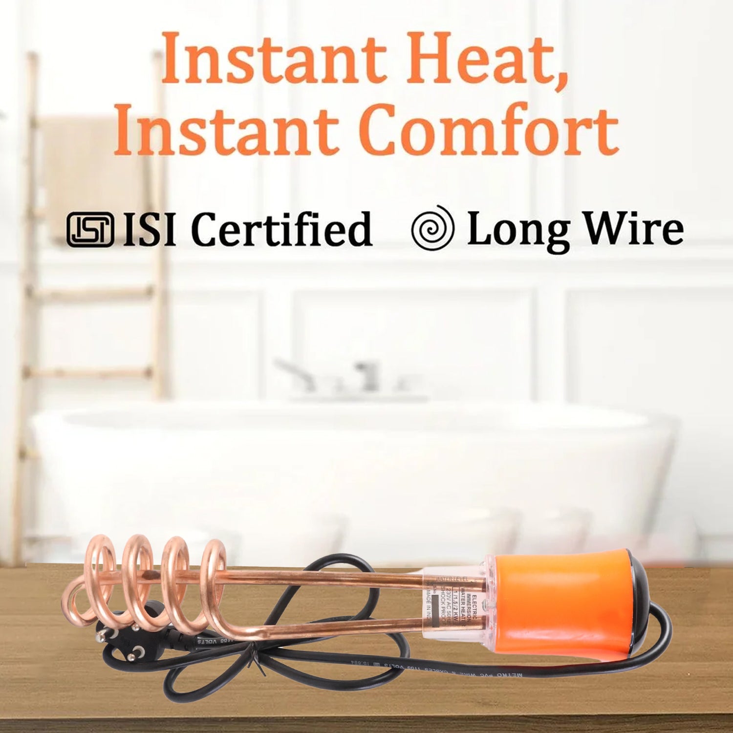 Immersion Water Heater Rod with Copper Heating Element