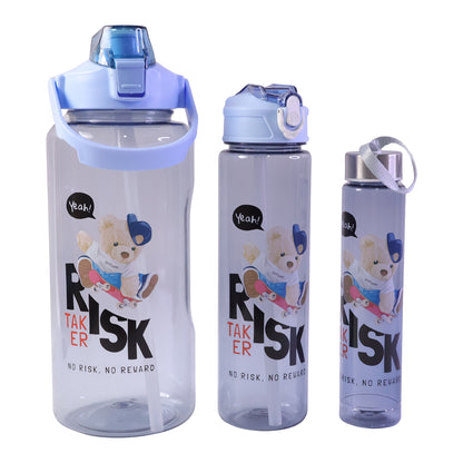 Water Bottle Set of 3 for Travel with Leak Proof Lids (3 Pc)