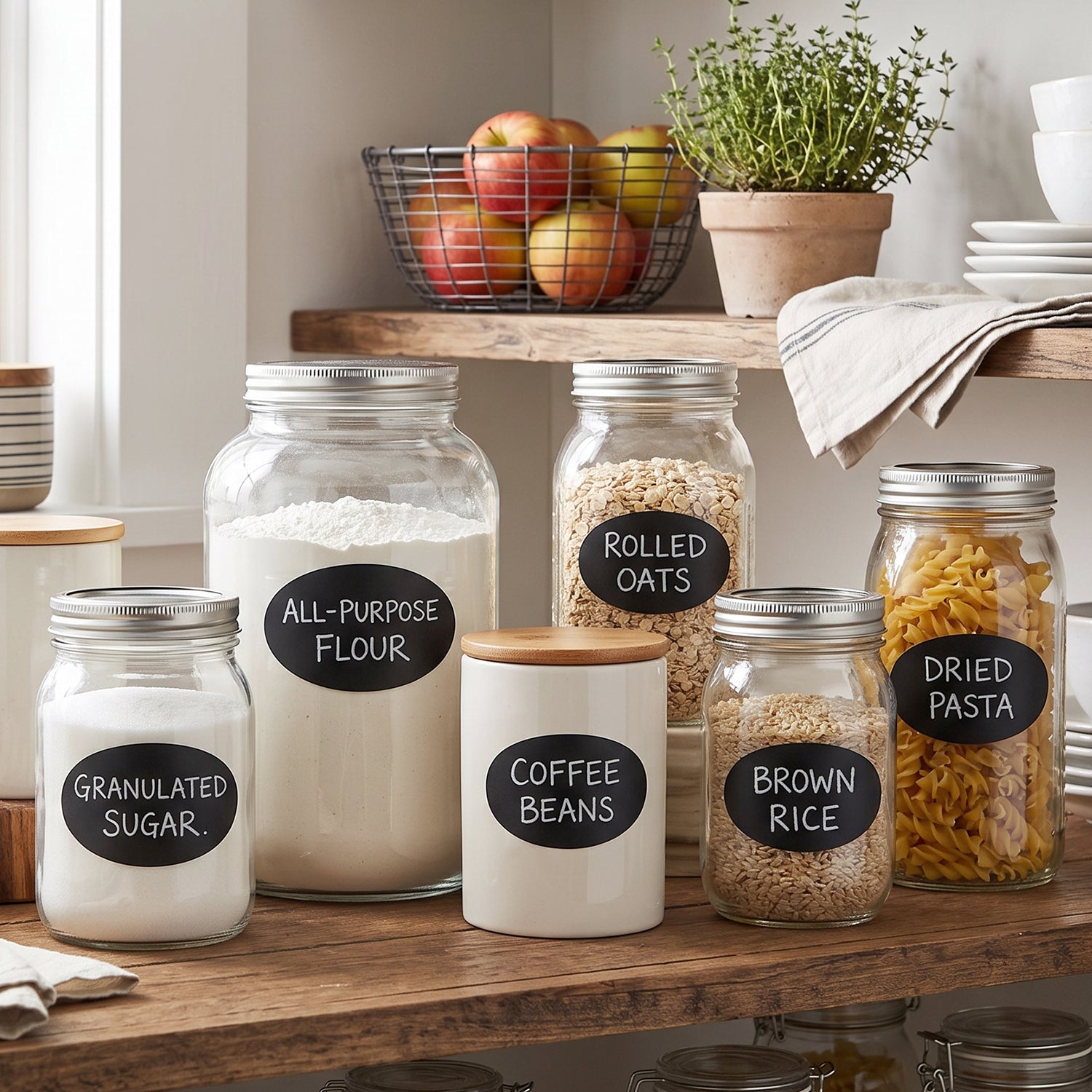 Oval Chalkboard Sticker Labels with Marker Pen, Reusable Jar Labels (1 Set)