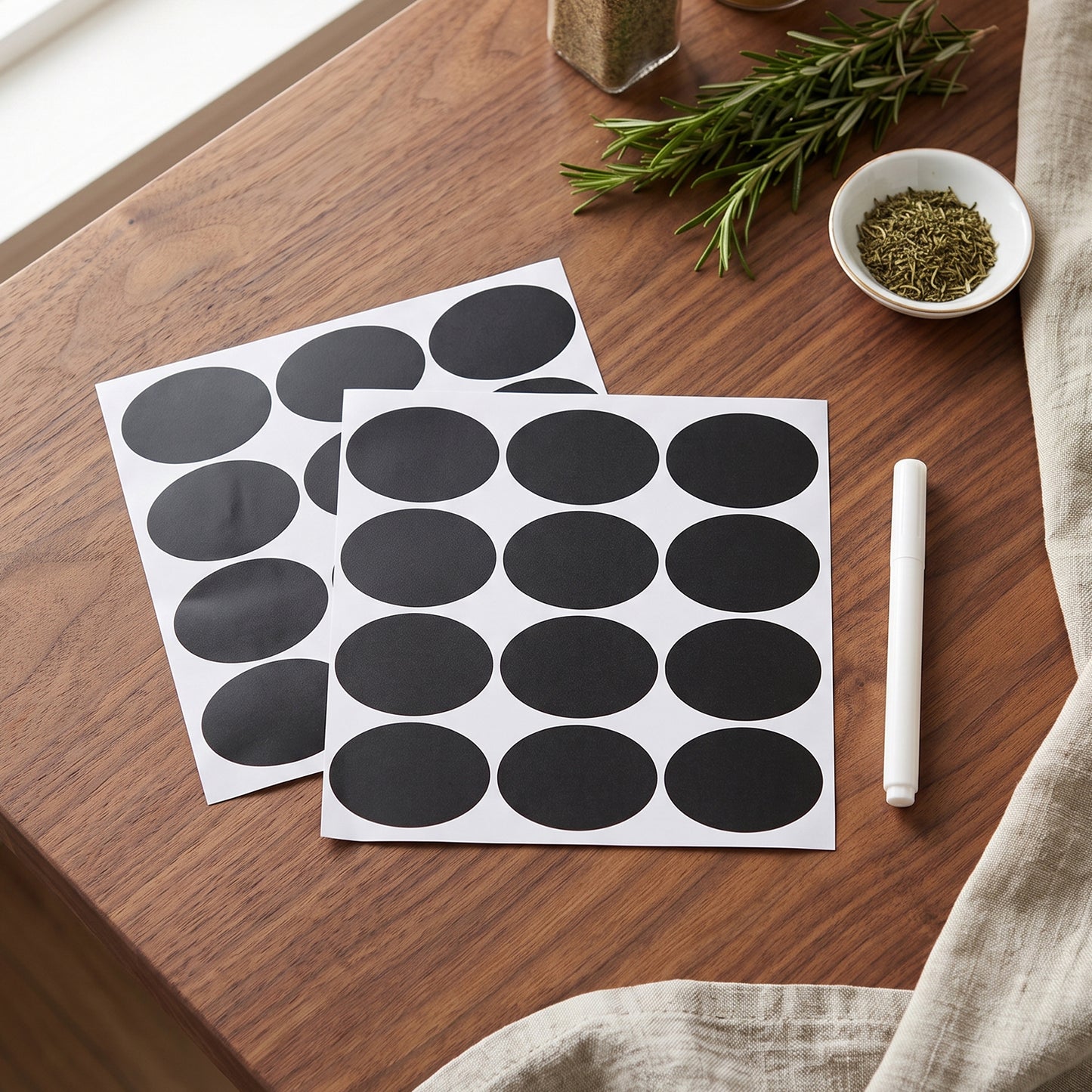 Oval Chalkboard Sticker Labels with Marker Pen, Reusable Jar Labels (1 Set)