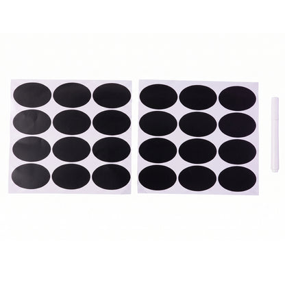Oval Chalkboard Sticker Labels with Marker Pen, Reusable Jar Labels (1 Set)