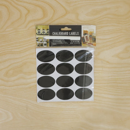 Oval Chalkboard Sticker Labels with Marker Pen, Reusable Jar Labels (1 Set)