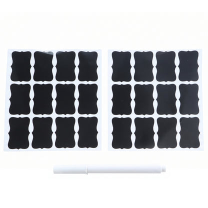 Fancy Shape Chalkboard Sticker Labels with Marker Pen, Jar Labels (1 Set)