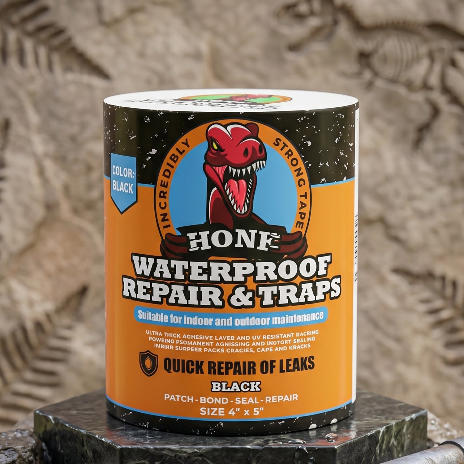 Waterproof black tape used for outdoor repair jobs.