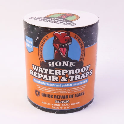 Applications of waterproof repair tape on various surfaces including tanks and hoses.